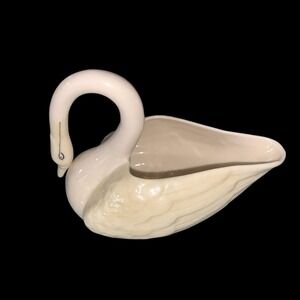 Belleek Swan Creamer Ireland Porcelain White 6" Hand Painted Vintage